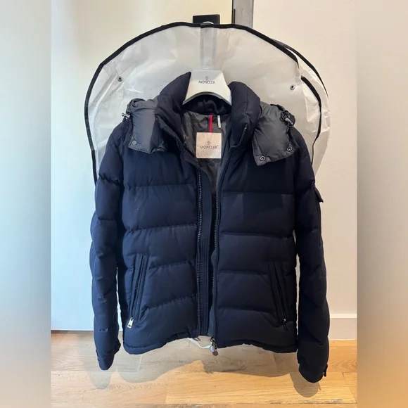 Moncler Montgenevre Hooded Short Down Jacket Navy Winter Puffer Coat